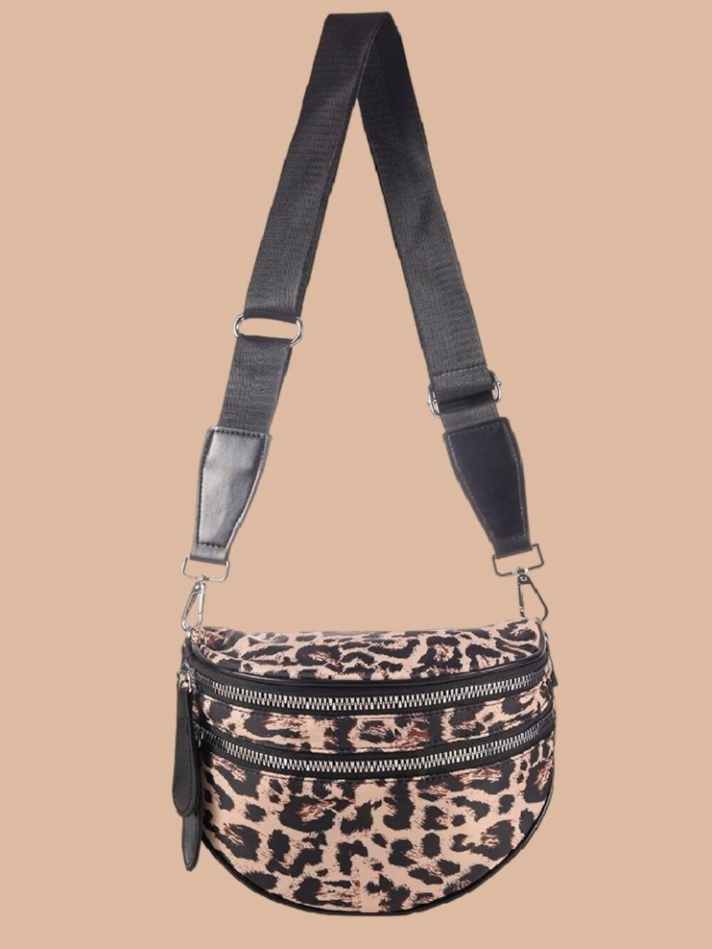 Leopard Double Zip Crescent Sling Crossbody Belt Bag | New in Original Packaging